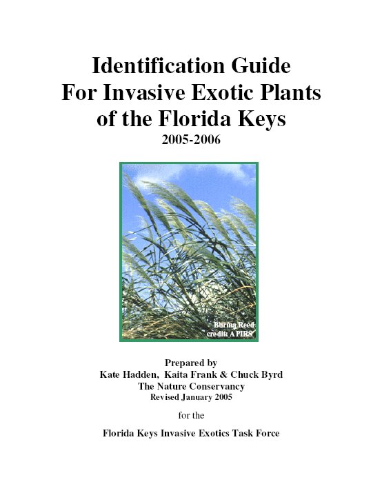 Identification Guide Invasive Exotic Plants Florida Keys 2006