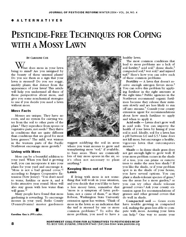 Pesticide-Free Techniques For Coping With a Mossy Lawn NCAP
