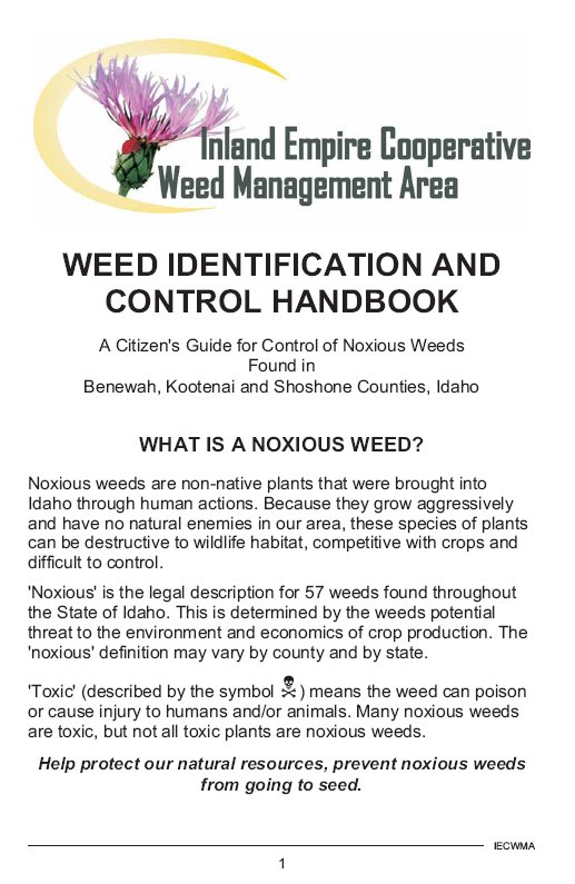 Idaho Weed Identification And Control Handbook