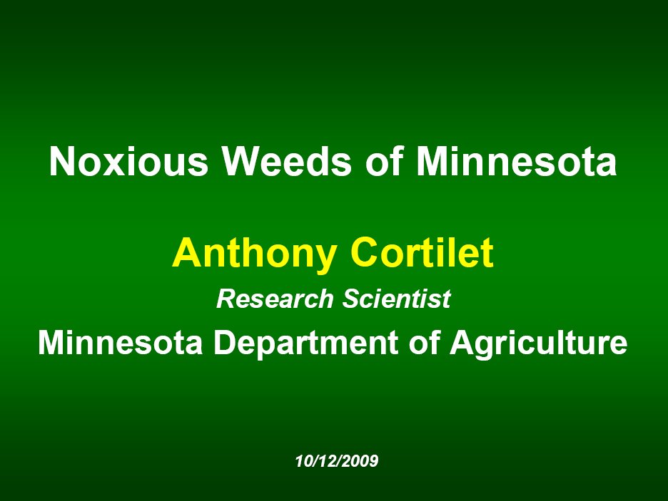 Identification of Noxious Weeds of Minnesota